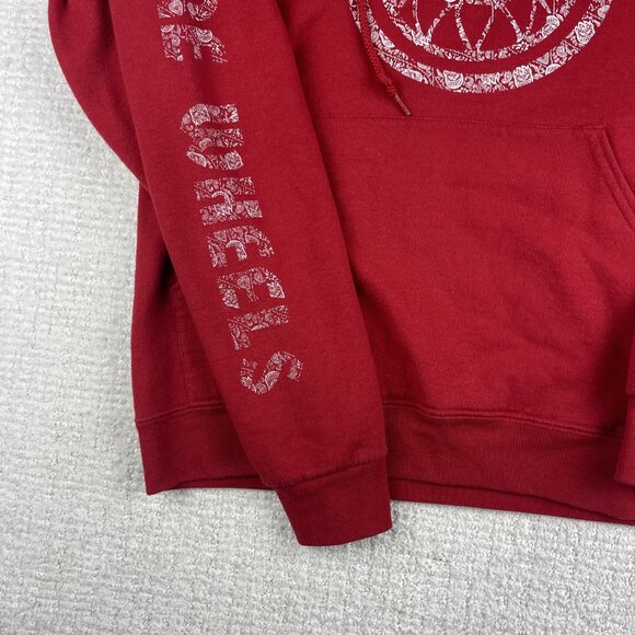 VTG Y2K Spitfire Skateboarding Wheel Red Hoodie Parsley print sleeve print Men S - Picture 7 of 16